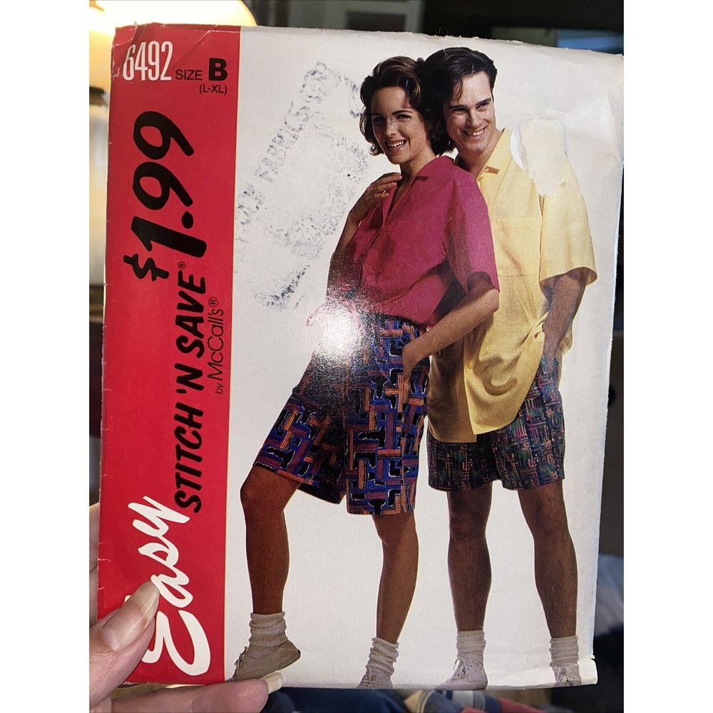 Vintage 1993 Easy Shorts & Blouse McCalls Sewing Pattern 6492 Size B(L-XL) Uncut